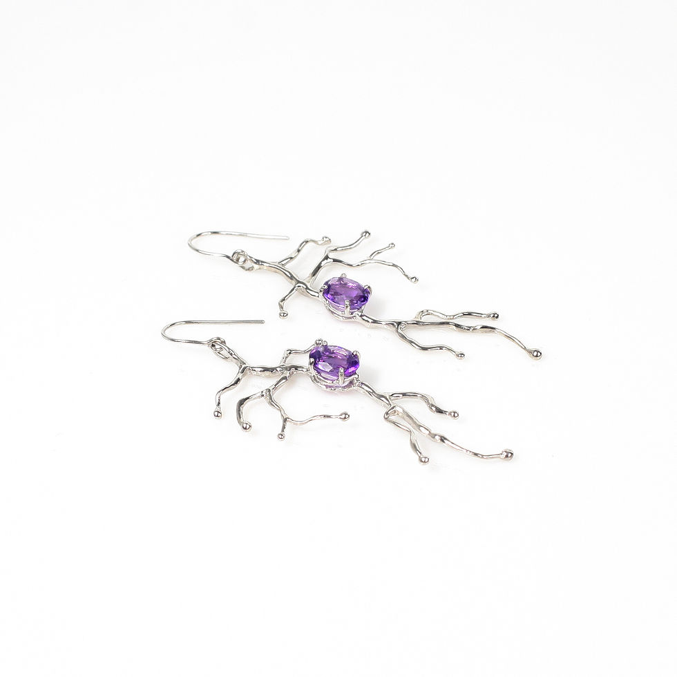 Thumbnail: BRANCHY amethyst silver earrings