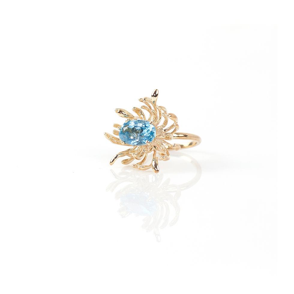 Thumbnail: CHRYSANTH aquamarine 10K gold ring