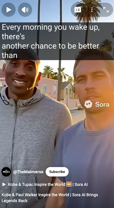 Un video de Sora en donde se observa a Kobe Bryant y Paul Walker