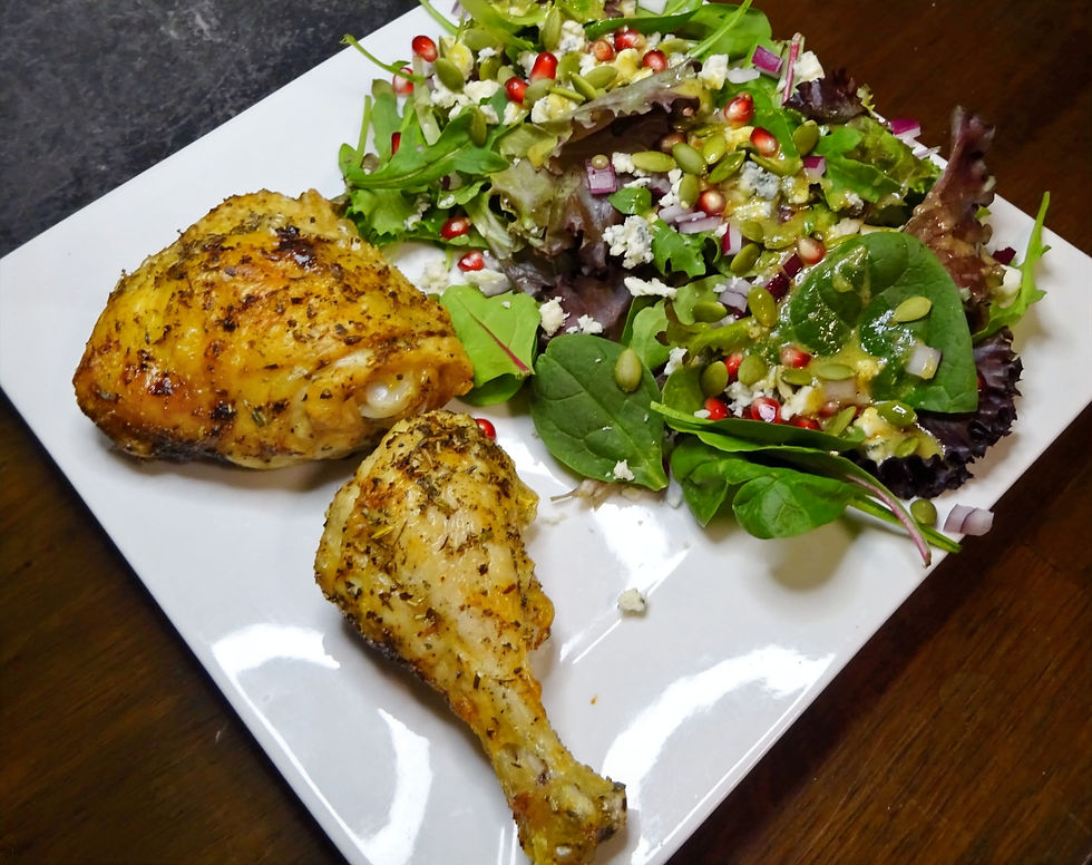 air fried chicken with salad