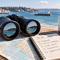 binoculars, bay, checklist