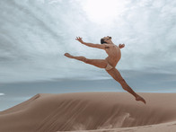 Trevor Kwart dancing in the desert
