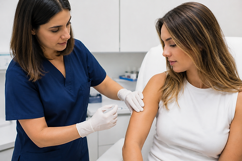 Nurse preparing an injection in clinic