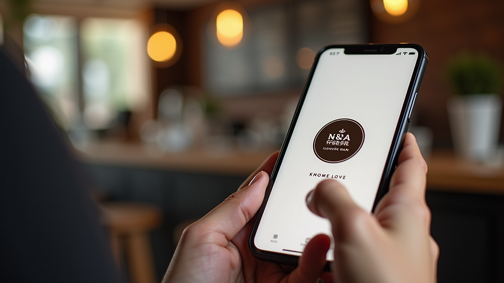 Close-up view of a smartphone displaying a coffee shop loyalty app