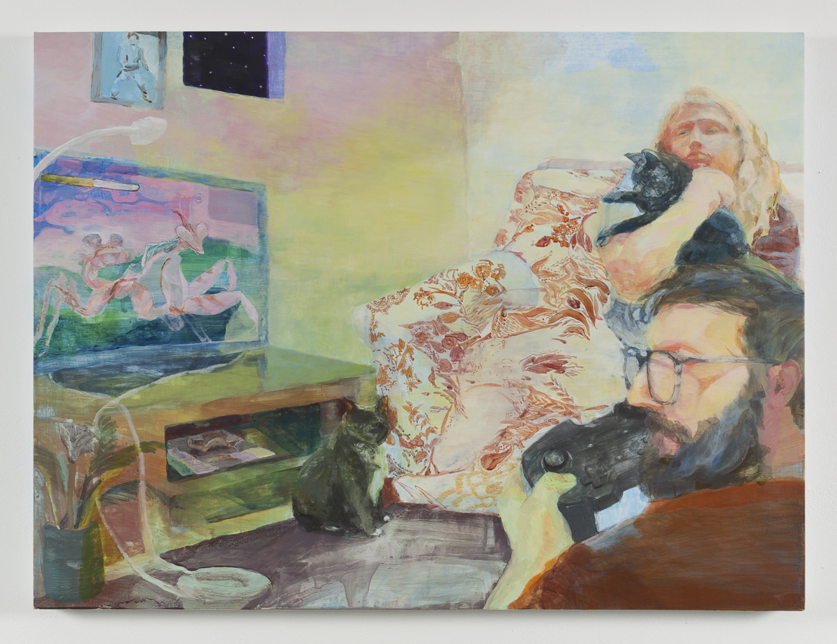 A painter,her boy friend and his cat