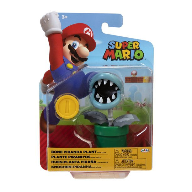 Super Mario - World of Nintendo 4" Bone Piranha Plant Toy Figure
