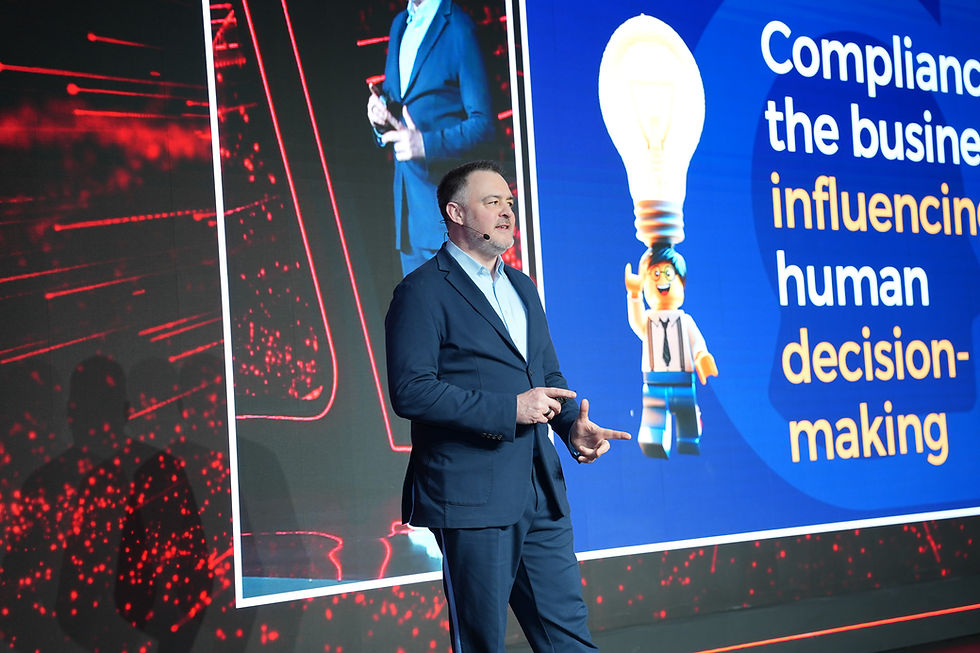 Christian Hunt giving talk on behavioural science in corporate culture