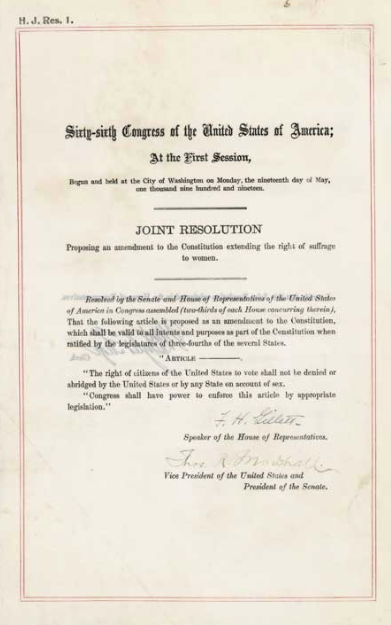 Celebrating 100 Years of Women's Right to Vote. The 19th Amendment. Women's History Month