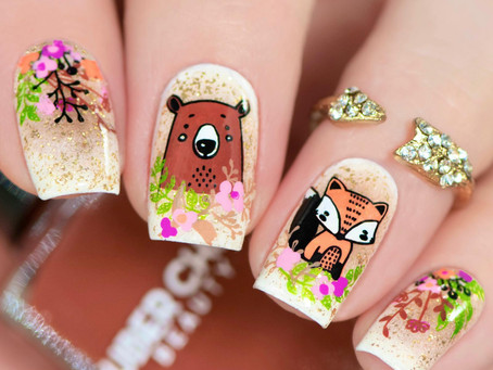 NEW UBERCHIC STAMPING PLATE ‘WOODLAND CHIC 2’| Layered Stamping Nail Art (2020)
