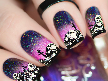 SKELETON NAIL ART | Reverse Stamping Nails with Hit The Bottle Stamping Products (2020)