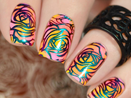 🌹ROSES STAMPING NAIL ART ❣️ Nail Stamping With Pigment Powder (2020)