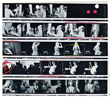 Contact sheet with Lena looking out, Barton, Vermont, 1974. From Meiselas, 2021_