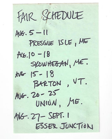 Notes on fair schedule for Carnival Strippers, 1973. From Meiselas, 2021_
