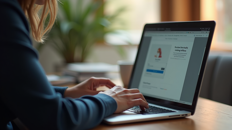 Close-up view of a person using ClickUp on a laptop