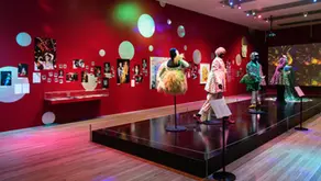 Photograph of the display room in the Leigh Bowery exhibition at the Tate Modern, London.