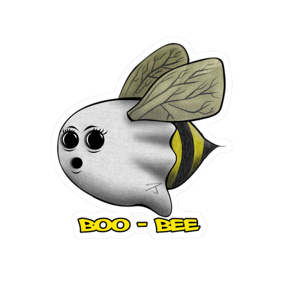 Thumbnail: Boo-Bee Kiss-Cut Stickers - Cute Ghost Bee, Halloween Decor, Gift Ideas