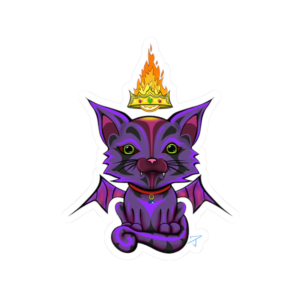 Thumbnail: Mystical Purple Cat Kiss-Cut Stickers-Perfect for Cat Lovers and Halloween Decor