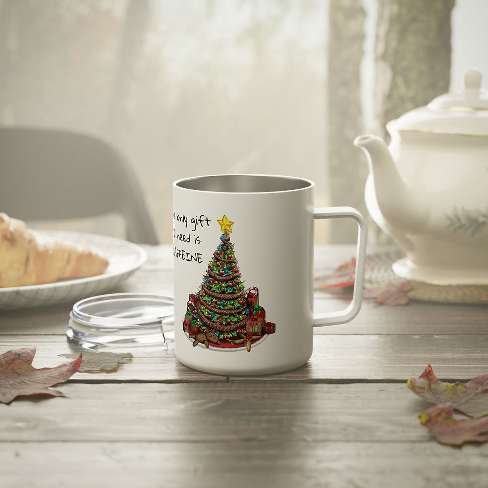 Thumbnail: Motivational Insulated Coffee Mug - "The only gift I need is CAFFEINE" - 10oz