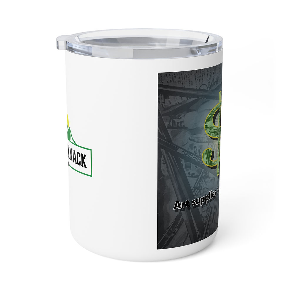 Thumbnail: Motivational Insulated Coffee Mug - "Art supplies > life savings." - 10oz