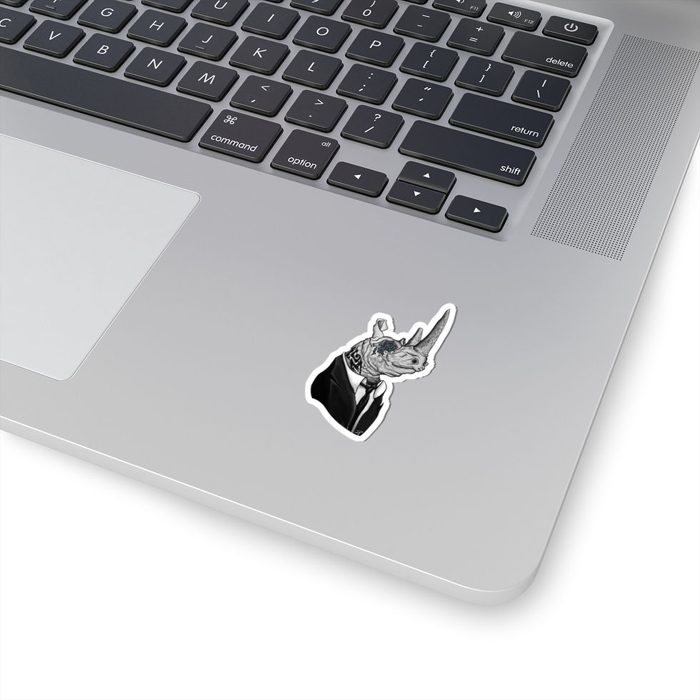 Thumbnail: Rhino in Suit Sticker - Stylish Surreal Kiss-Cut Decal for Laptops & Journals