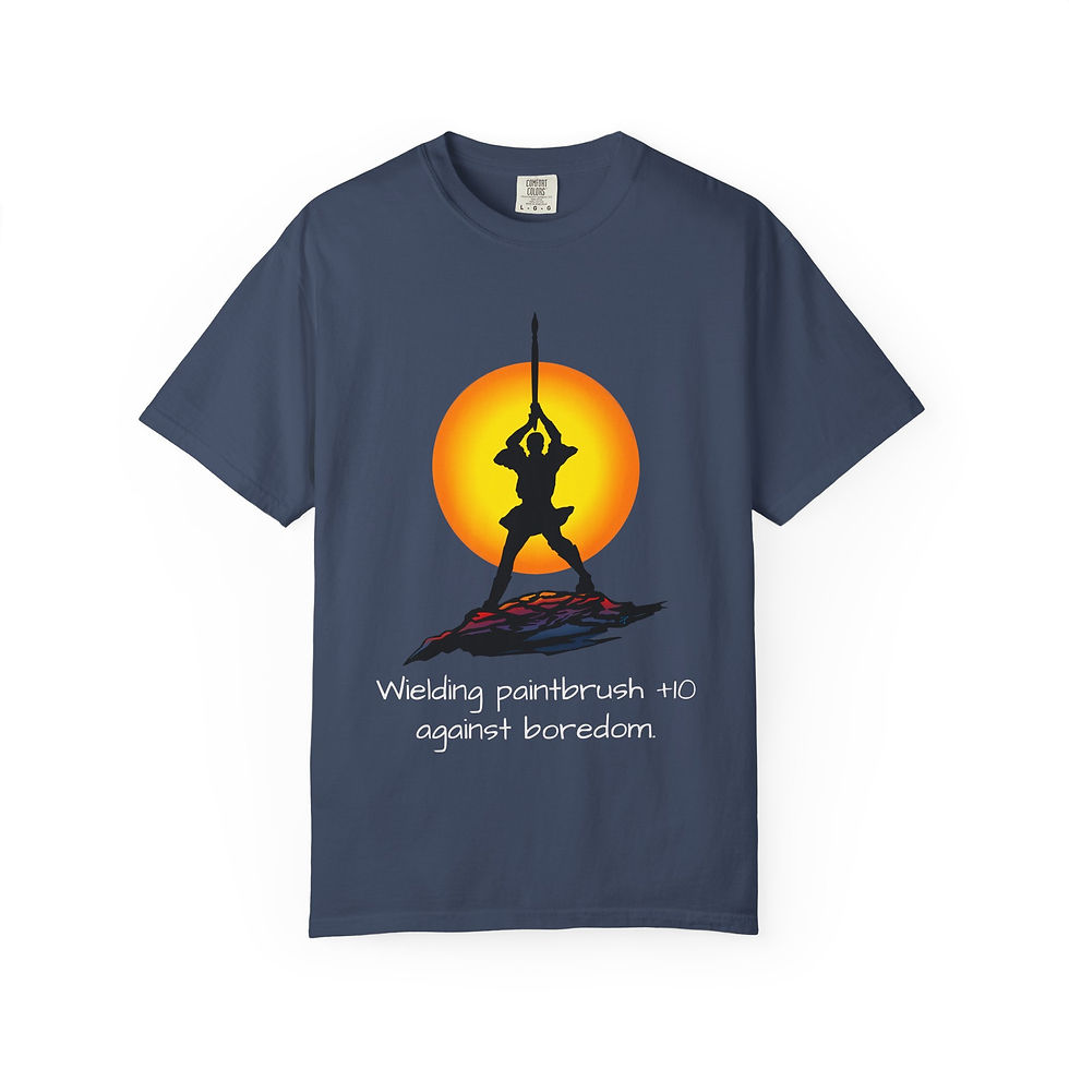 Thumbnail: Artist Warrior Male  - "Wielding Paintbrush +10 Against Boredom" Graphic Tee