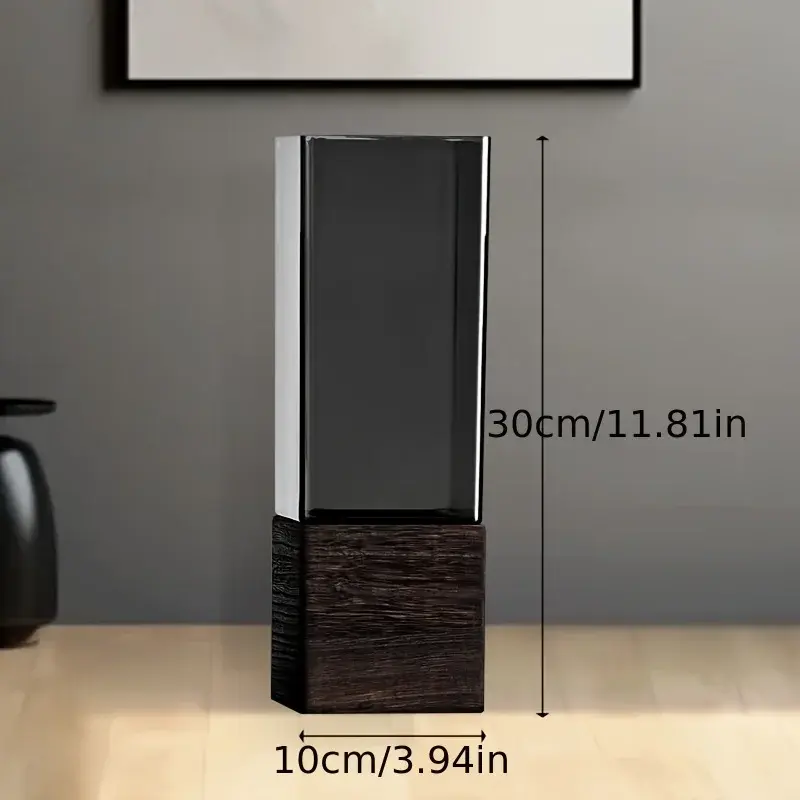 Thumbnail: Vaso elegante em acrílico estilo nórdico com base de madeira.
