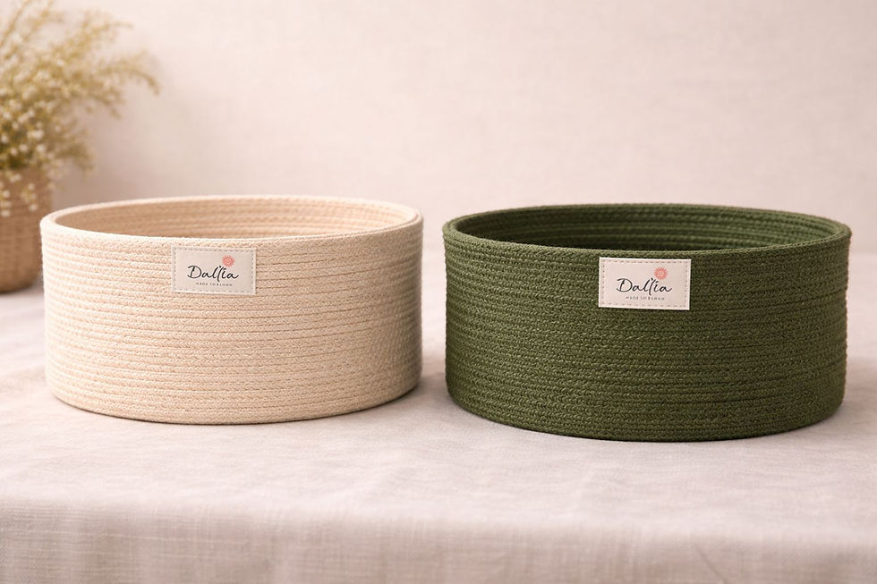 Miniatura: 2 cestas redondas con asa recortada - Juego de 2 (S/2) -