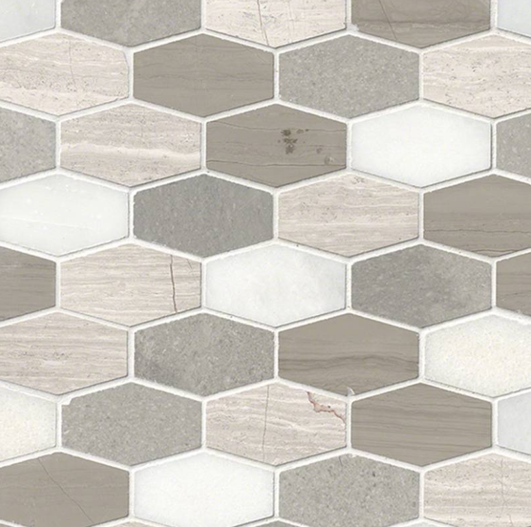 Bellagio Blend Elongated Hexagon Honed