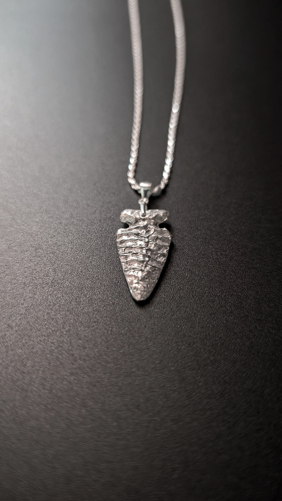 Thumbnail: Fancy Flake Formal Arrowhead Sterling Silver Pendant (Medium)