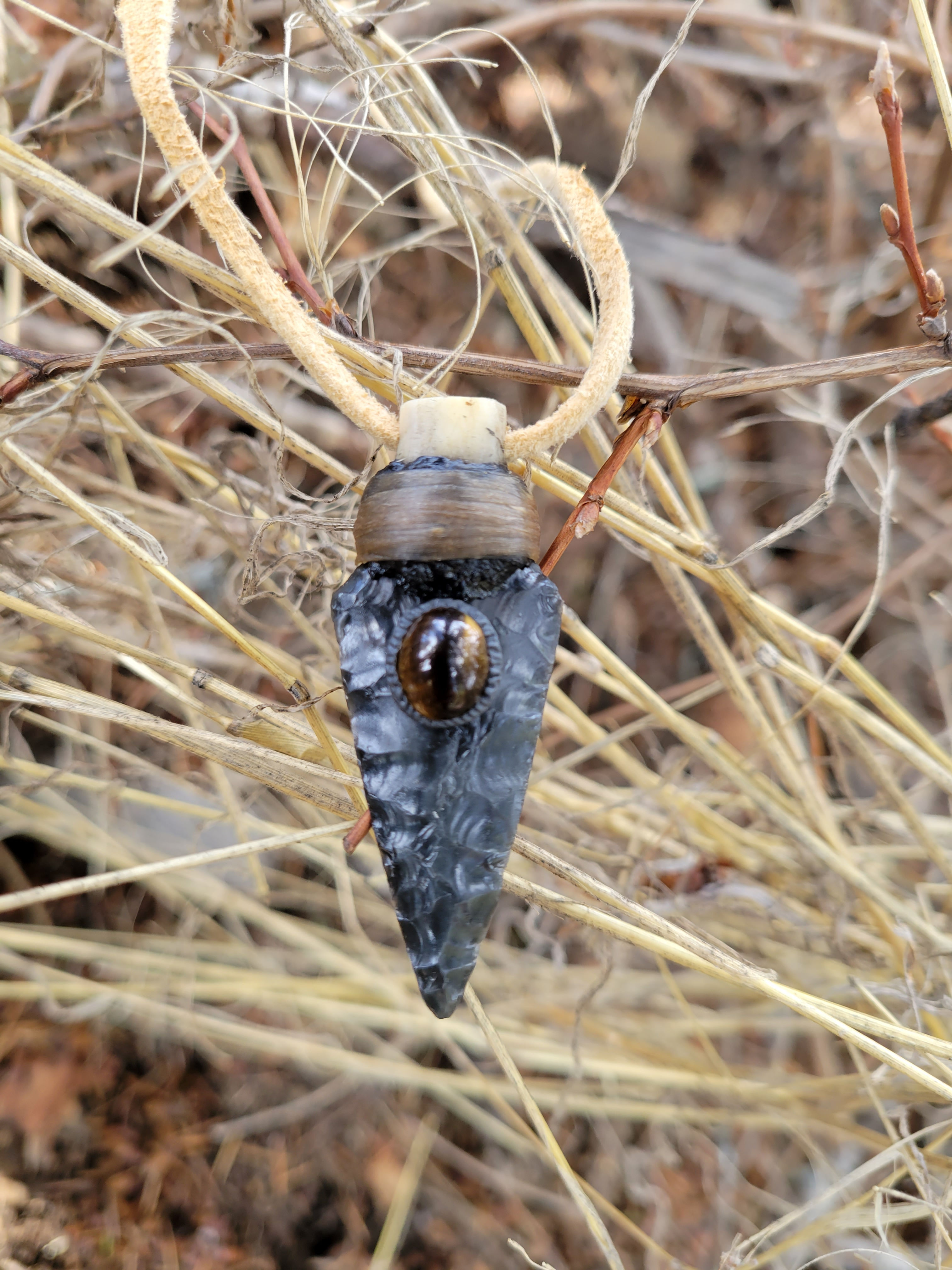 Bushcrafter Arrowhead Pendant with Antler Tine
