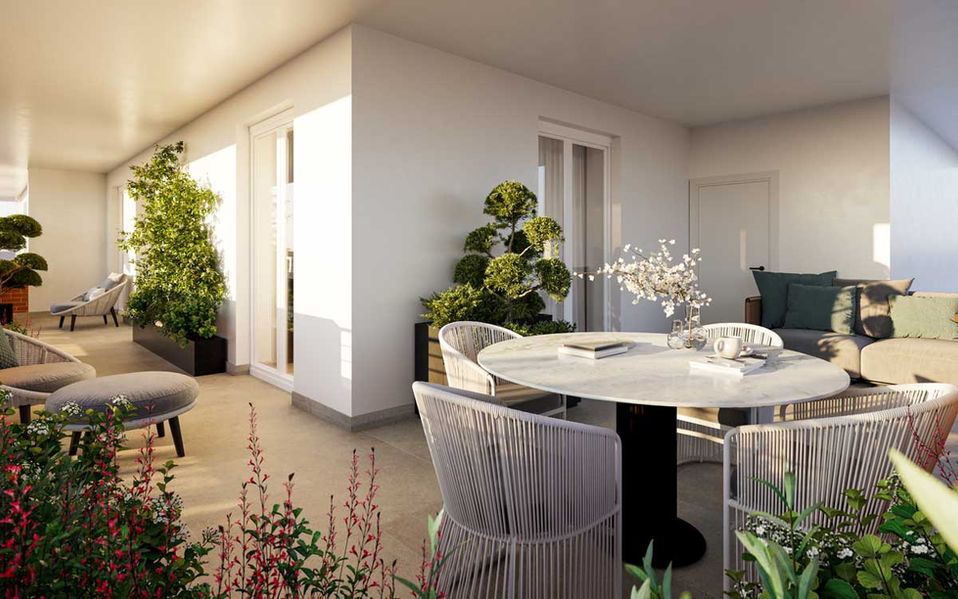 Render, terrazzo, arredi esterni, 3d, progetto, real estate, immobiliare