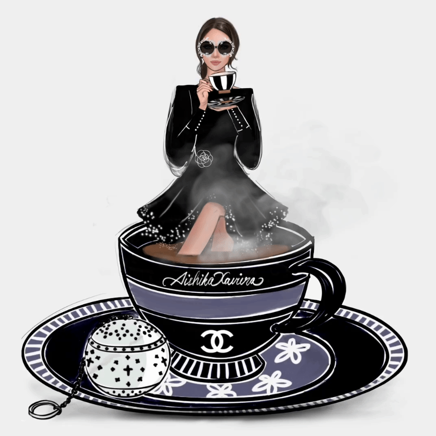 Aishika Xaviera Fashion Illustration GIF Coffee Girls Teacup