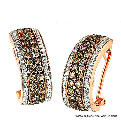 Thumbnail: 14kr 2.50ctw Champagne Diamond Earrings