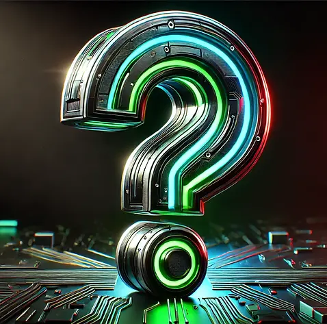 DALL·E 2024-09-30 10.07.38 - A striking, three-dimensional futuristic question mark design