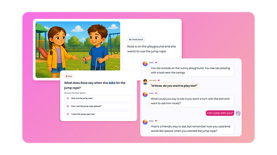 Enggaging activities like social stories allow for reading, comprehension checks, and discussion.