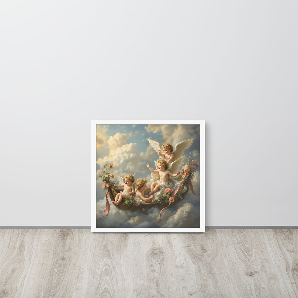 थंबनेल: Four Cherubs on boat Framed poster