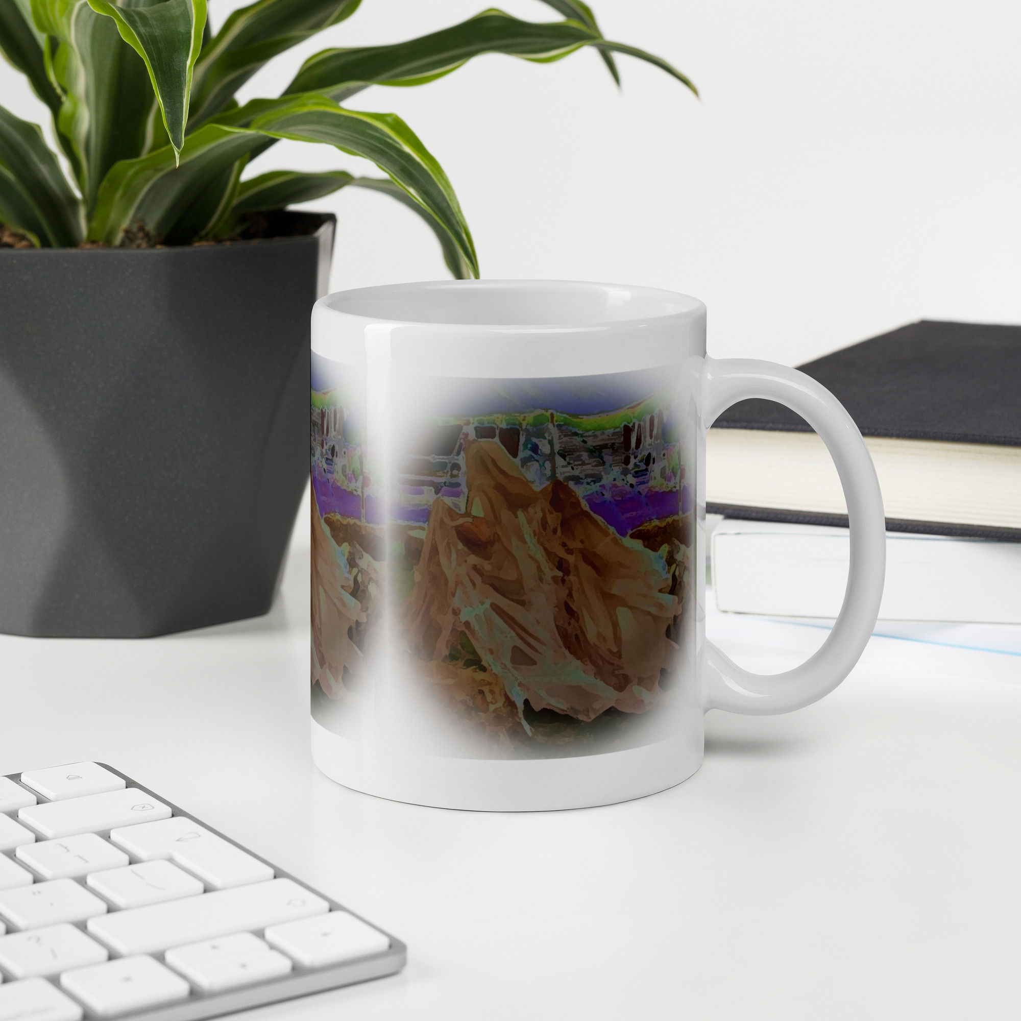 Flighty Pink Ghost White glossy mug