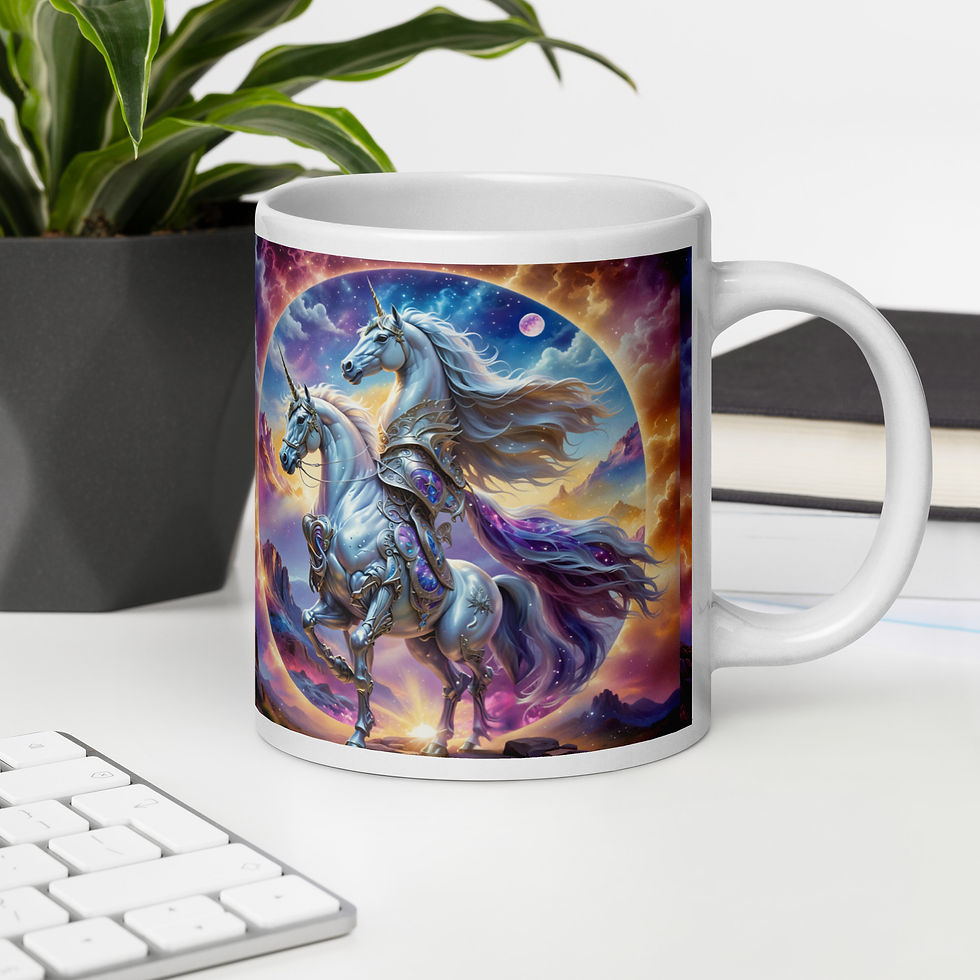 Μικρογραφία: Warrior Horses White glossy mug