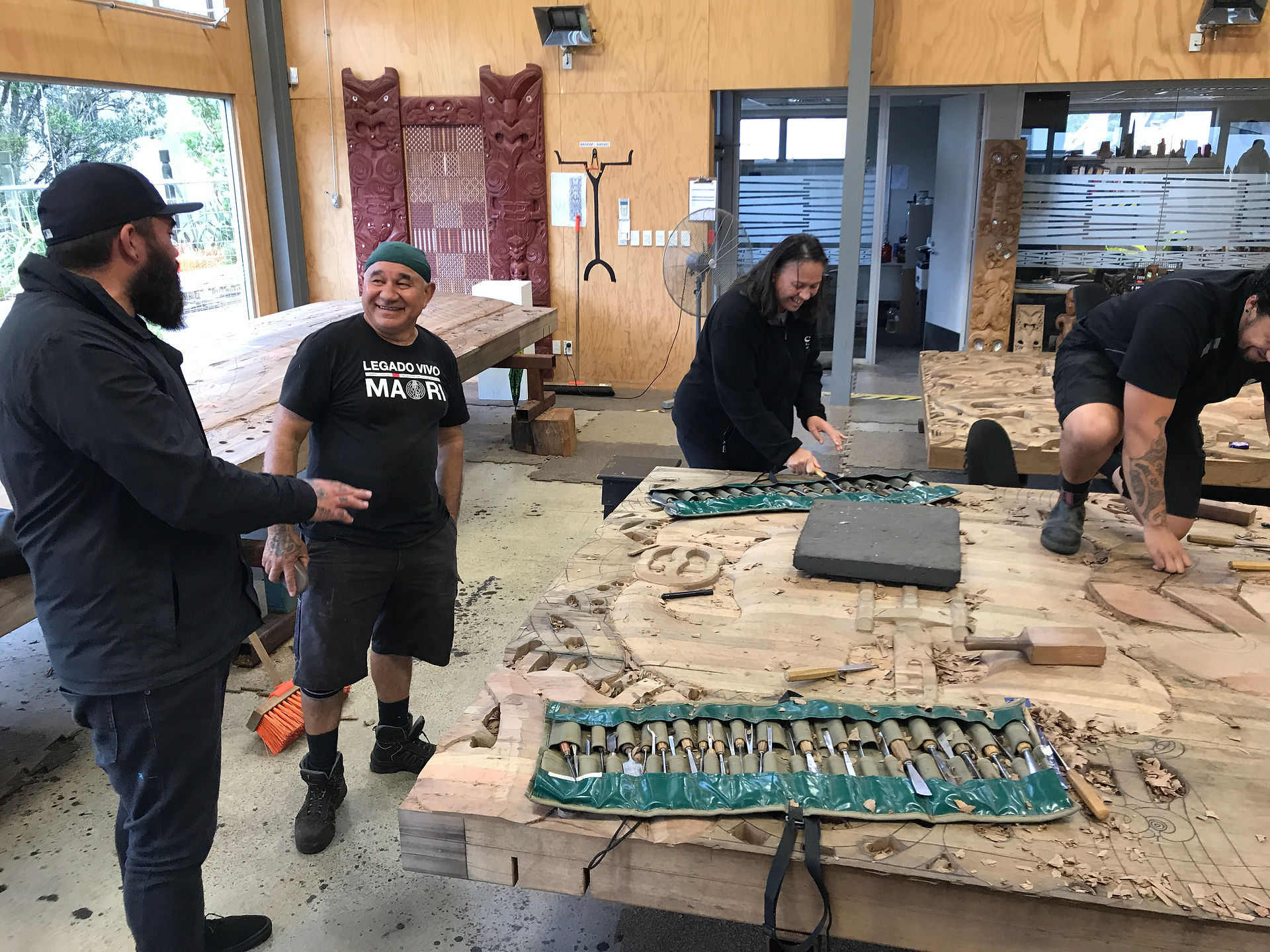 Visiting the carving school