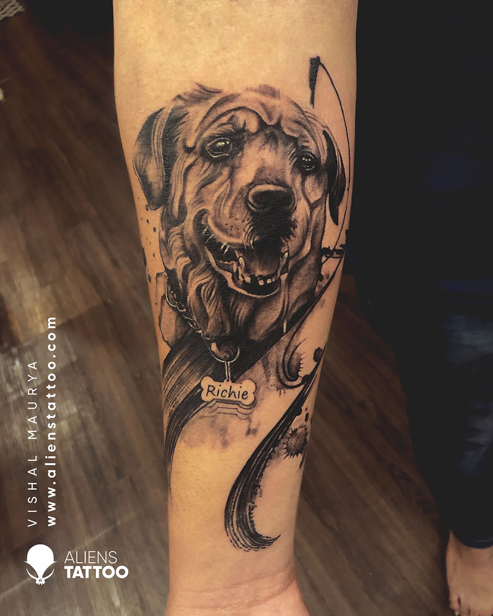 dog portrait tattoo