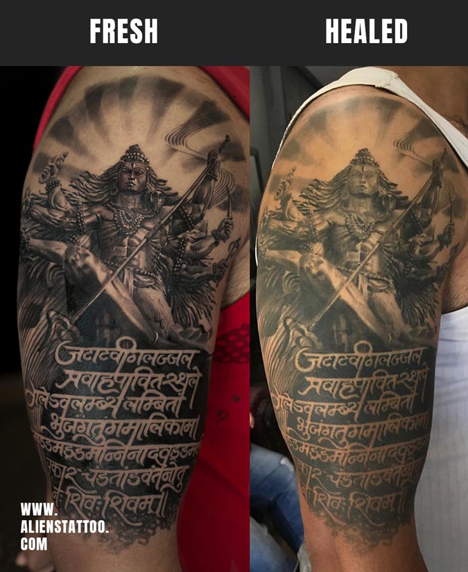 mahakali and mantra tattoo