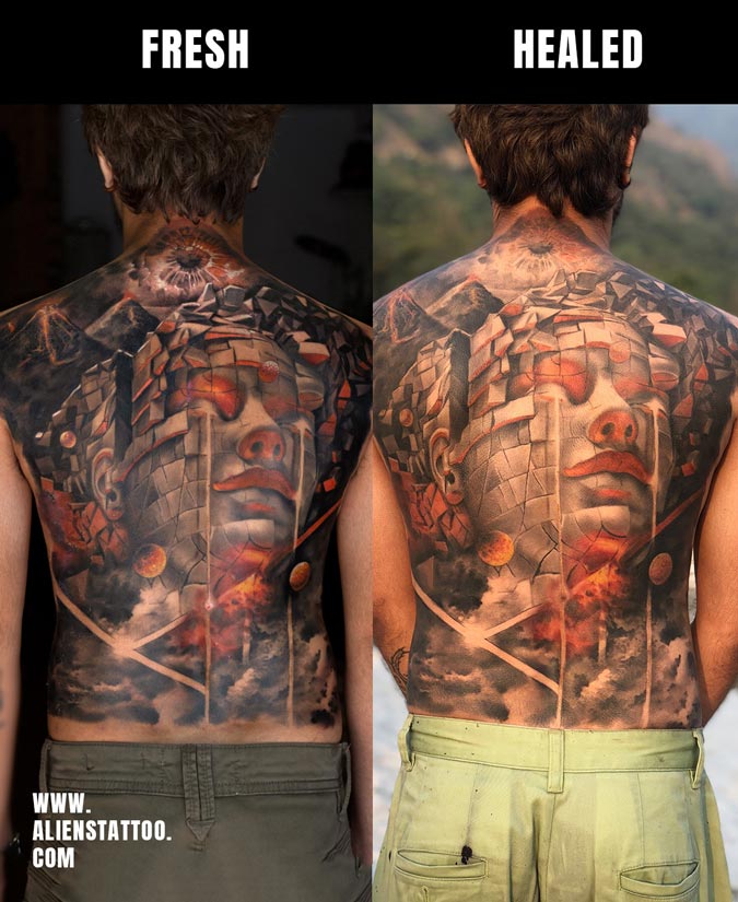 conceptual full back tattoo