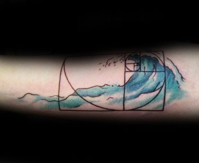 geometric ocean wave tattoo