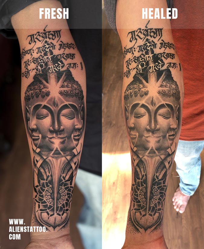 3 face buddha tattoo