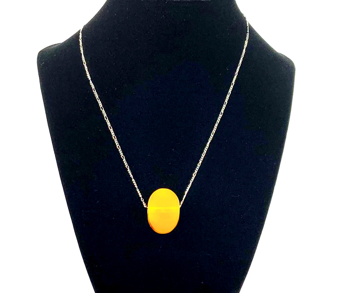 N10 Butterscotch Amber 18 inch Necklace with Sterling silver chain