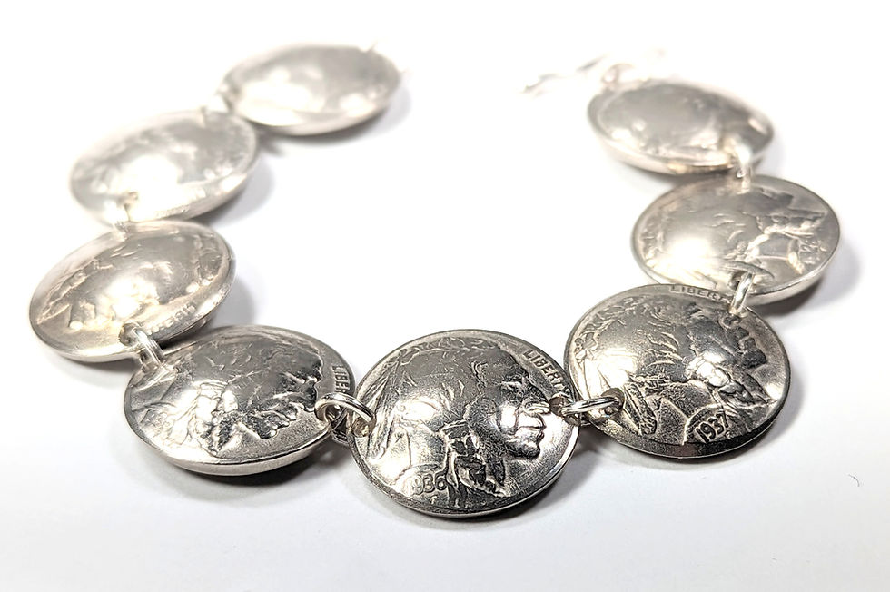 Thumbnail: MS11 Domed Vintage Buffalo Head Nickel Bracelet