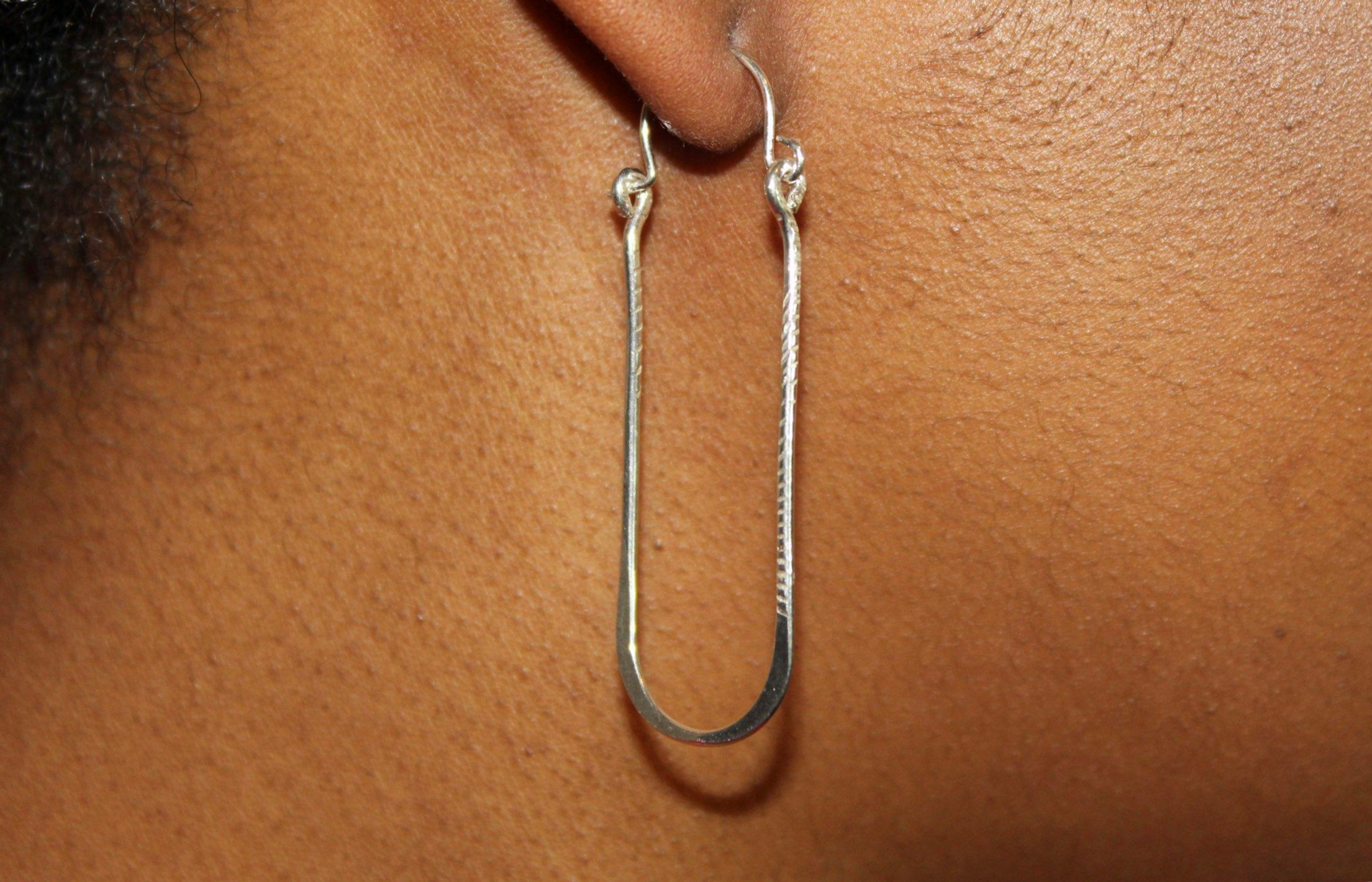 ES7 Sterling Silver 2 inch Long Wire Tear Drop Earrings