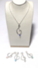 NS2 Sterling Silver Treble Clef Necklace with Blue Stone and 18 inch