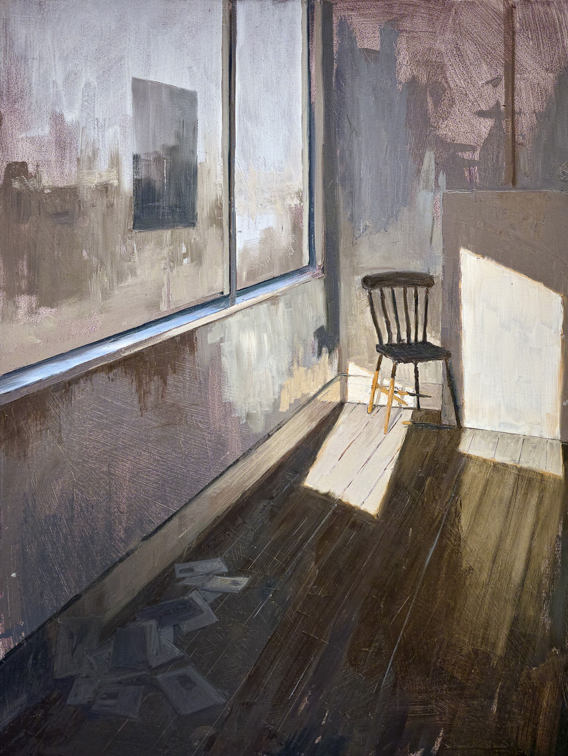 empty shop with broken chair and letter