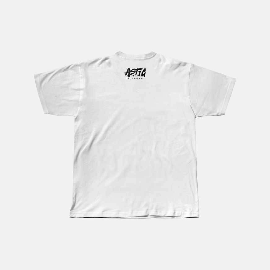 White T-shirt shown from the back with "astig culture" printed in small black letters at the upper center.